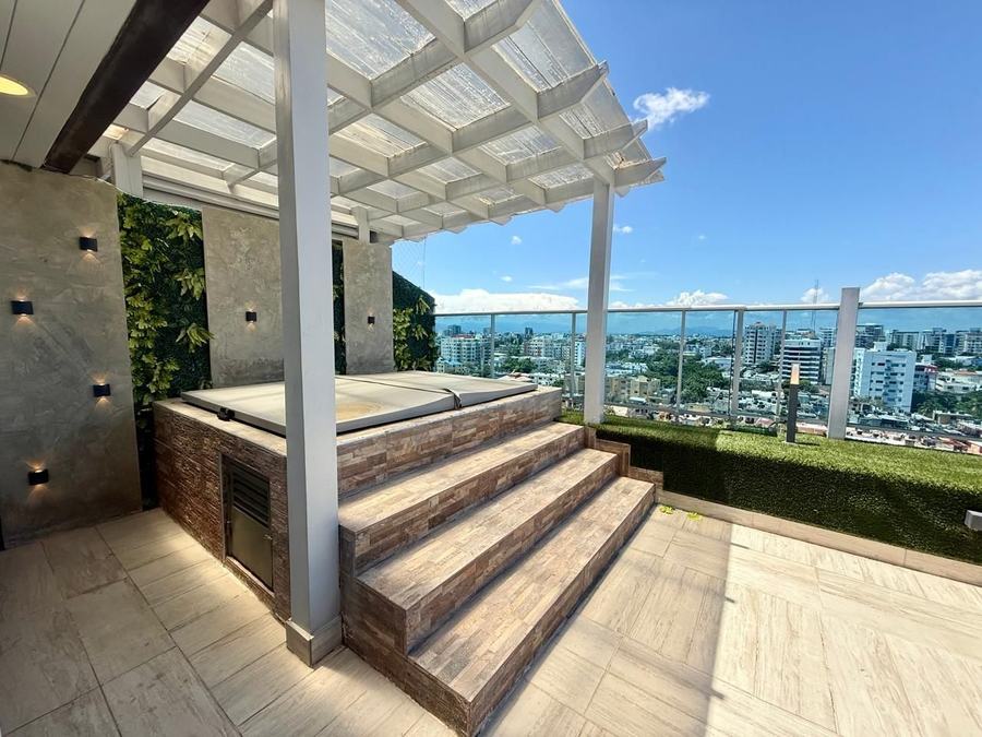 Private penthouse terrace with pergola and open views over Santo Domingo